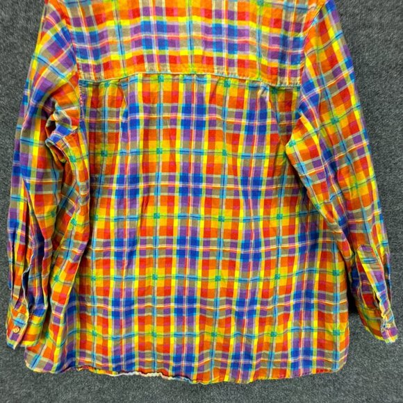 We Wore What Shirt Womens Medium Colorful Button Up Linen Blend Oversized Dad - Picture 6 of 16